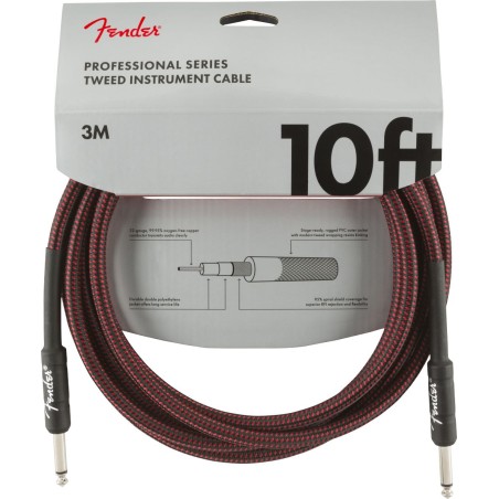 Fender Professional Series Instrument Cables, 10', Red Tweed