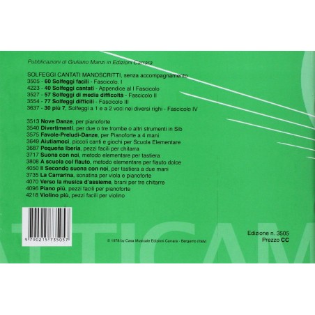 60 Solfeggi Cantati Volume 1 Manzi
