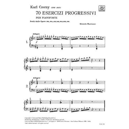 Czerny 70 Esercizi Progressivi per Pianoforte