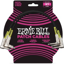 Ernie Ball 6075 Cavo Patch Black 30cm 3 Pack