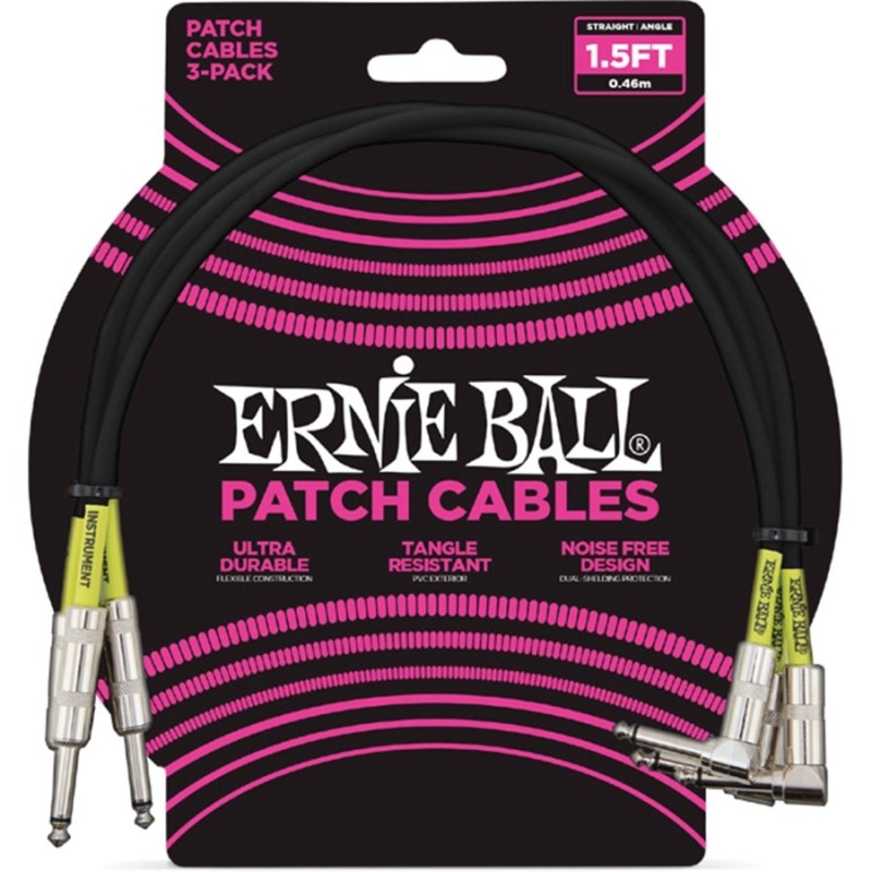 Ernie Ball 6076 Cavo Patch Black 46cm 3 Pack