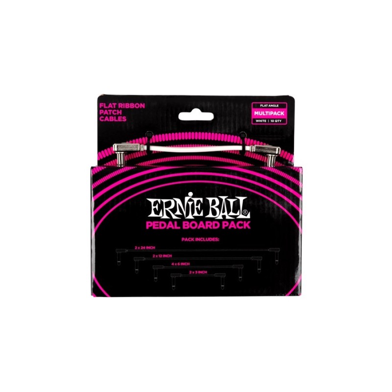 Ernie Ball 6387 Flat Ribbon Patch Cables Multi-Pack-White