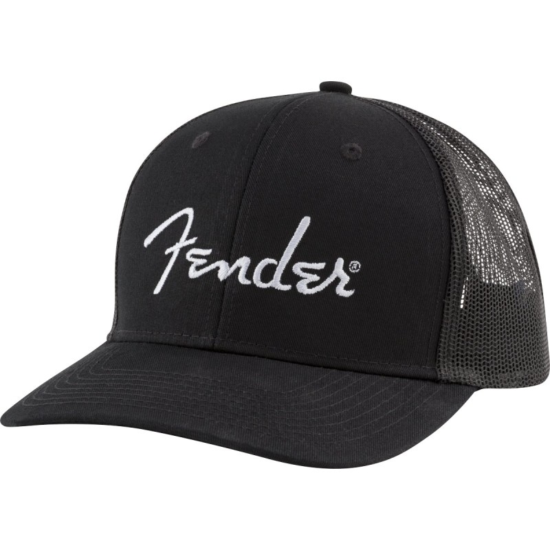 Fender Silver Logo Snapback Hat Black