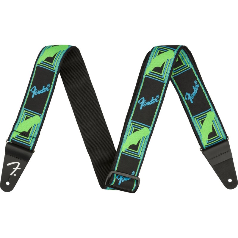 Fender Neon Monogrammed Strap Green/Blue