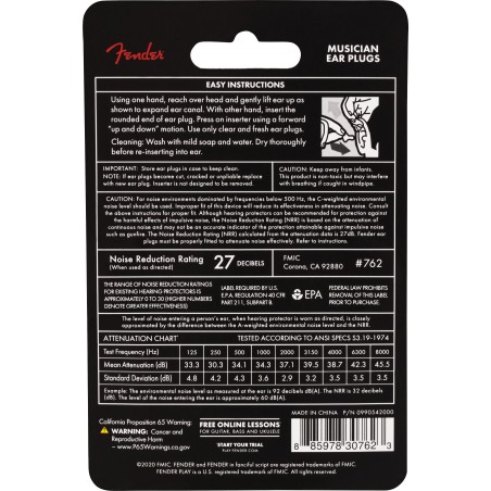 Fender Musician Series Ear Plugs Black