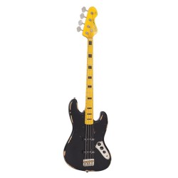 Vintage VJ74 Icon Distressed Black Jazz Bass Style