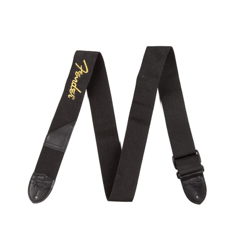 Fender Black Poly Strap Yellow Logo