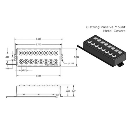 Seymour Duncan 8 String Invader Neck Black