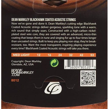 Dean Markley 8012 Blackhawk Coated 12-53