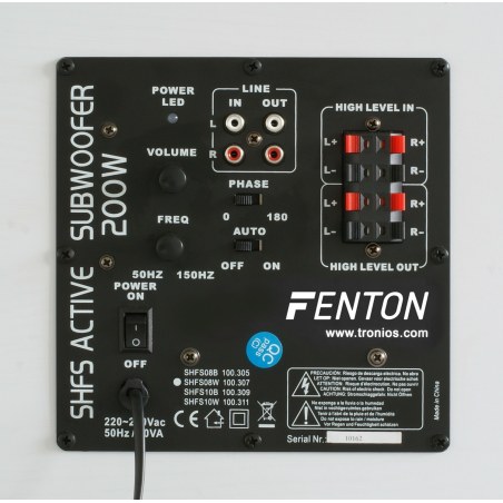 Fenton SHFS08W Active Subwoofer White