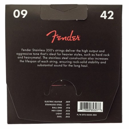 Fender 350L Stainless Steel Ball End .009-.042