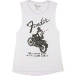 Fender Jaguar Women's Sleeveless T-Shirt White L