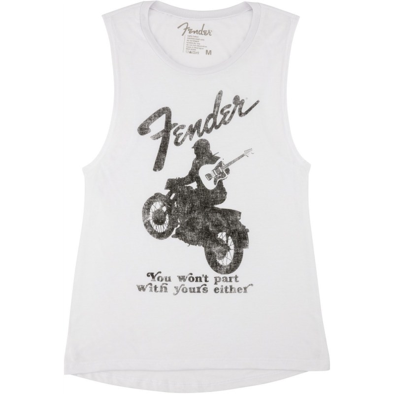 Fender Jaguar Women's Sleeveless T-Shirt White L