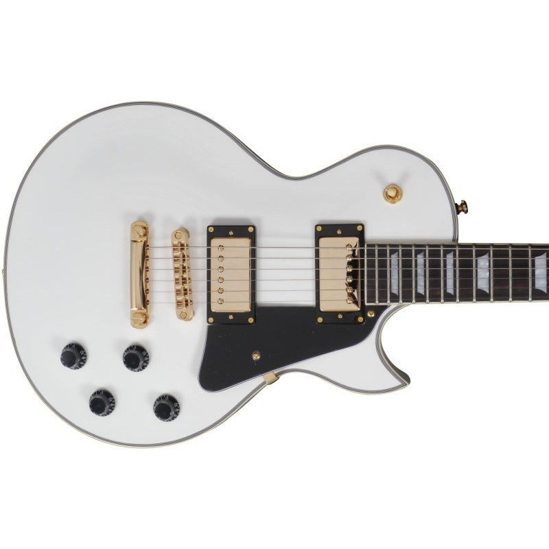 MYY Chitarra Elettrica Semi Hollow Body Bianco Latte - Tastiera In Palissandro, Hardware Oro, Professionale - Foto 2