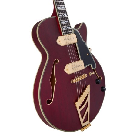 D'Angelico Deluxe SS Baritone Satin Trans Wine