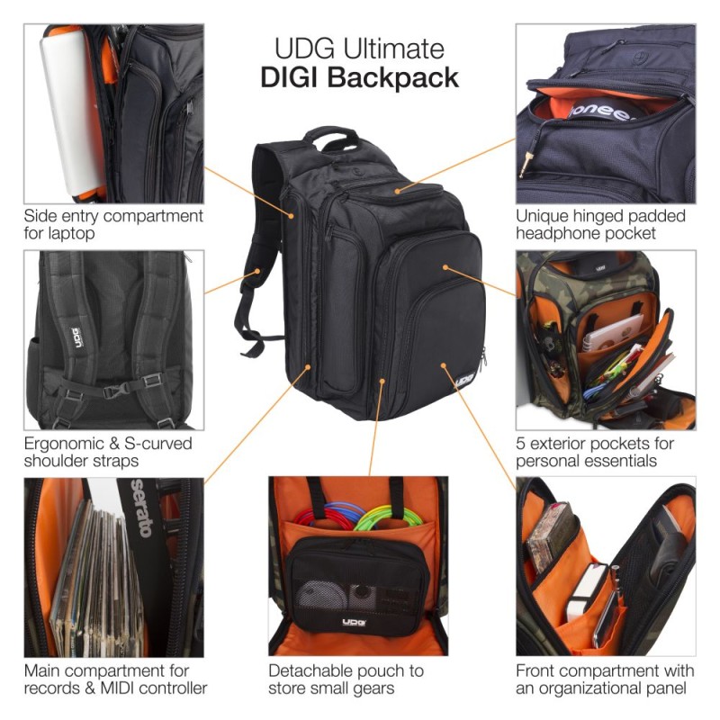 UDG U9101BL/OR Ultimate DIGI Backpack Black/Orange Inside