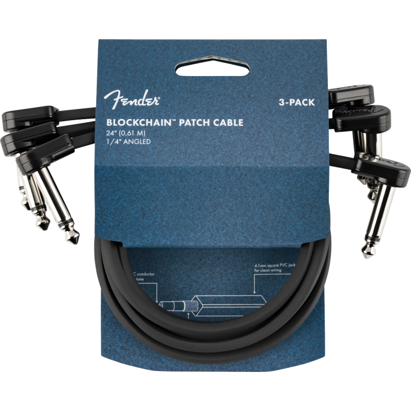 Fender Blockchain 24" Patch Cable 3-pack Angle/Angle
