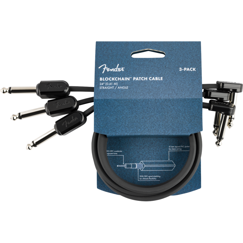 Fender Blockchain 24" Patch Cable 3-pack Straight/Angle