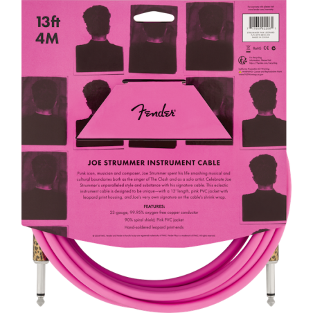 Fender Joe Strummer 13' Instrument Cable Pink Leopard