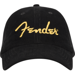 Fender Gold Spaghetti Logo Corduroy Baseball Hat Black One Size