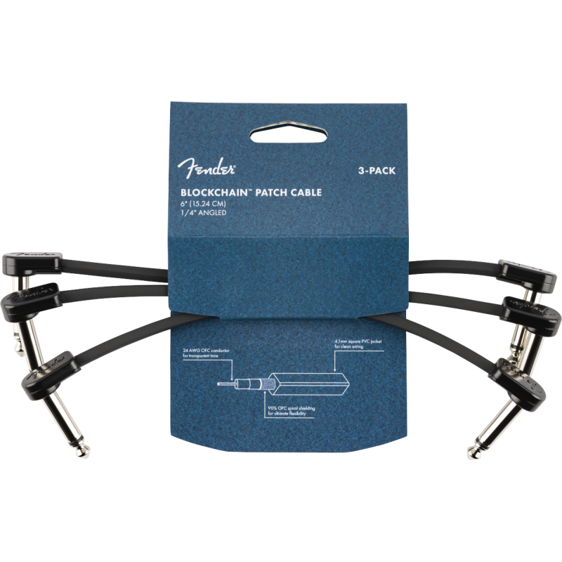 Fender Blockchain 6" Patch Cable 3-pack Angle/Angle