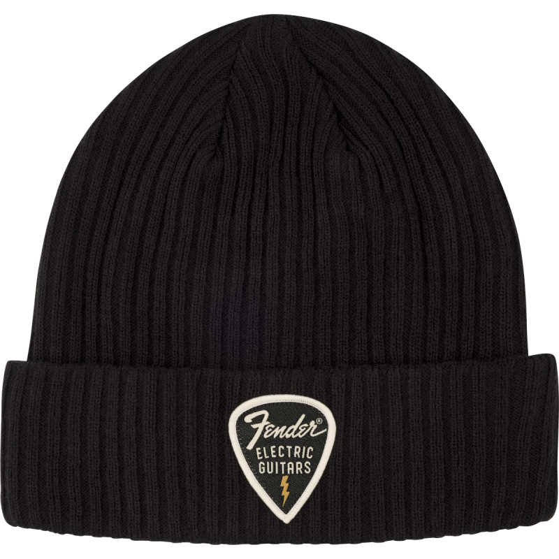Fender Pick Patch Ribbed Beanie Black