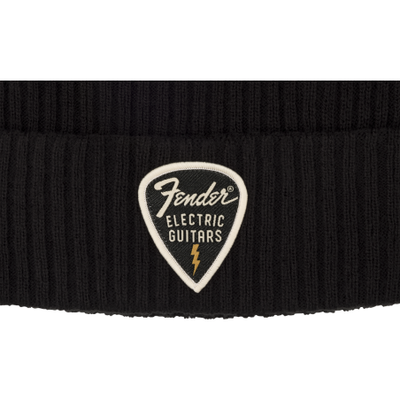 Fender Pick Patch Ribbed Beanie Black