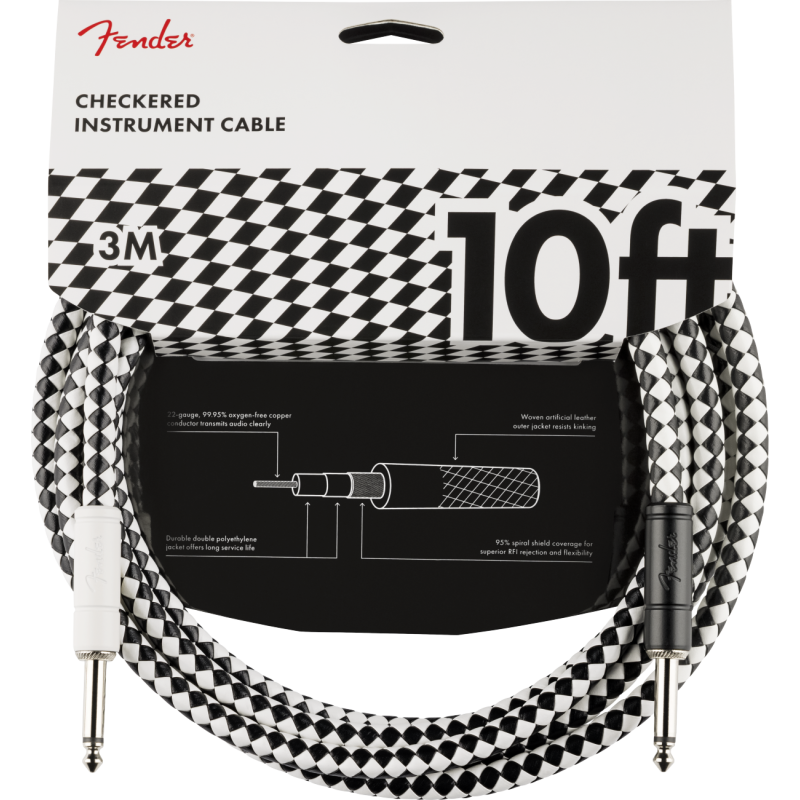 Fender Pro 10' Instrument Cable Checkerboard