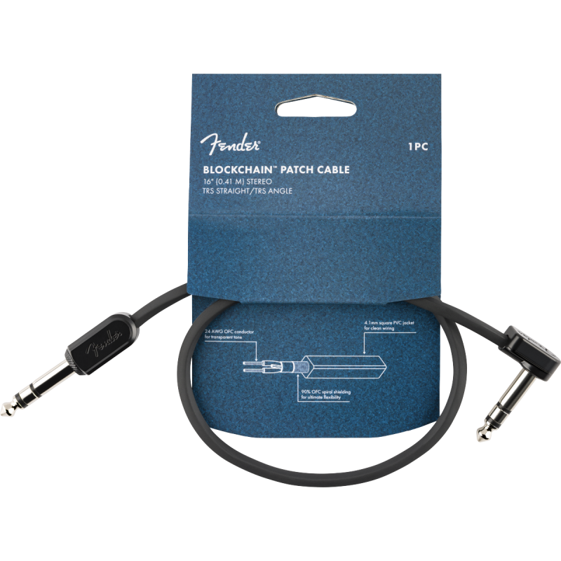 Fender Blockchain 16" Patch Cable Stereo TRS Straight/Angle
