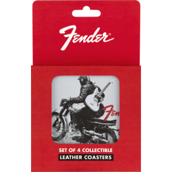 Fender Vintage Ads 4-Pk Coaster Set Black and White
