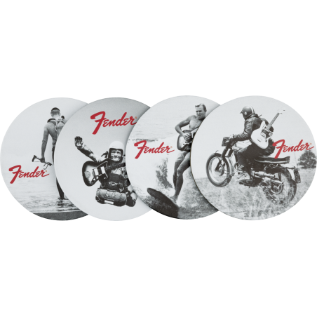 Fender Vintage Ads 4-Pk Coaster Set Black and White