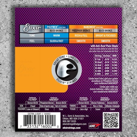 Elixir 16002 10-47 Extra-Light NANOWEB