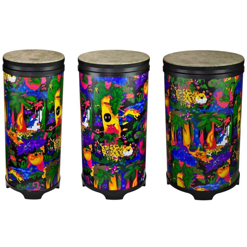 REMO Kids Percussions Set di 3 Tubano 10"+12"+14" pelle preintonata Skyndeep Fliptop Rain Forest DP-25TU-01