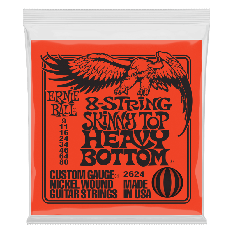 Ernie Ball 2624 8-Strings Skinny Top Heavy Bottom Slinky 9-80