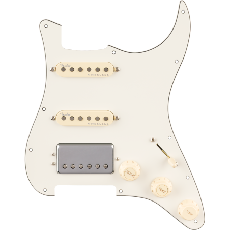 Fender Pre-Wired Strat Pickguard Quadra Tap/Ultra Noiseless HSS Parchment