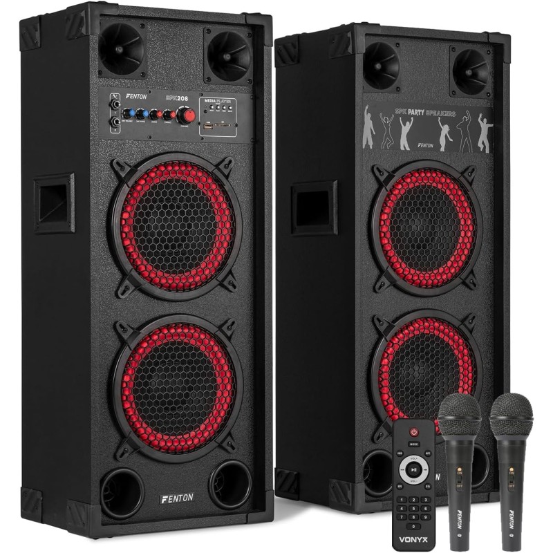 Fenton SPK-208 Pa Active Speakerset 2x8bt Led