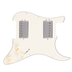Fender Pre-Wired Strat Pickguard Quadra Tap HH Parchment