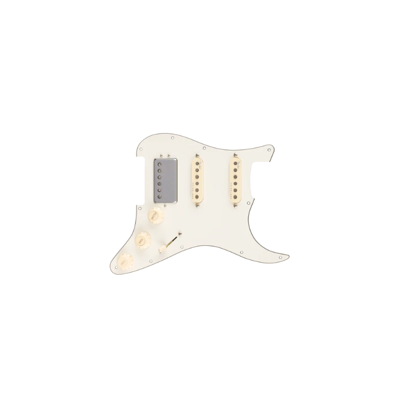 Fender Pre-Wired Strat Pickguard Quadra Tap/Ultra Noiseless HSS Parchment