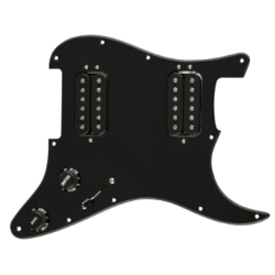 Fender Pre-Wired Strat Pickguard Quadra Tap HH Black