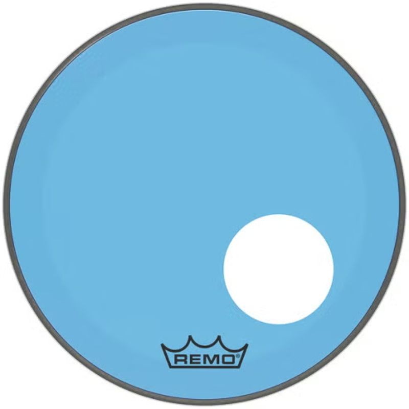 Remo-pelle risonante powerstroke3 colortone trasparente cassa 18" blue offset hole