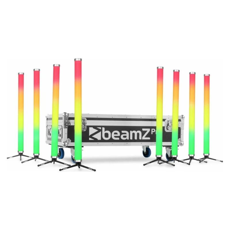 Beamz Kratos Tube70 Set 8 Tubi LED RGBW a Batteria con Flightcase