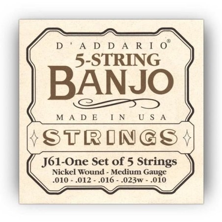 D'Addario J61 5 String Banjo Medium 10-23